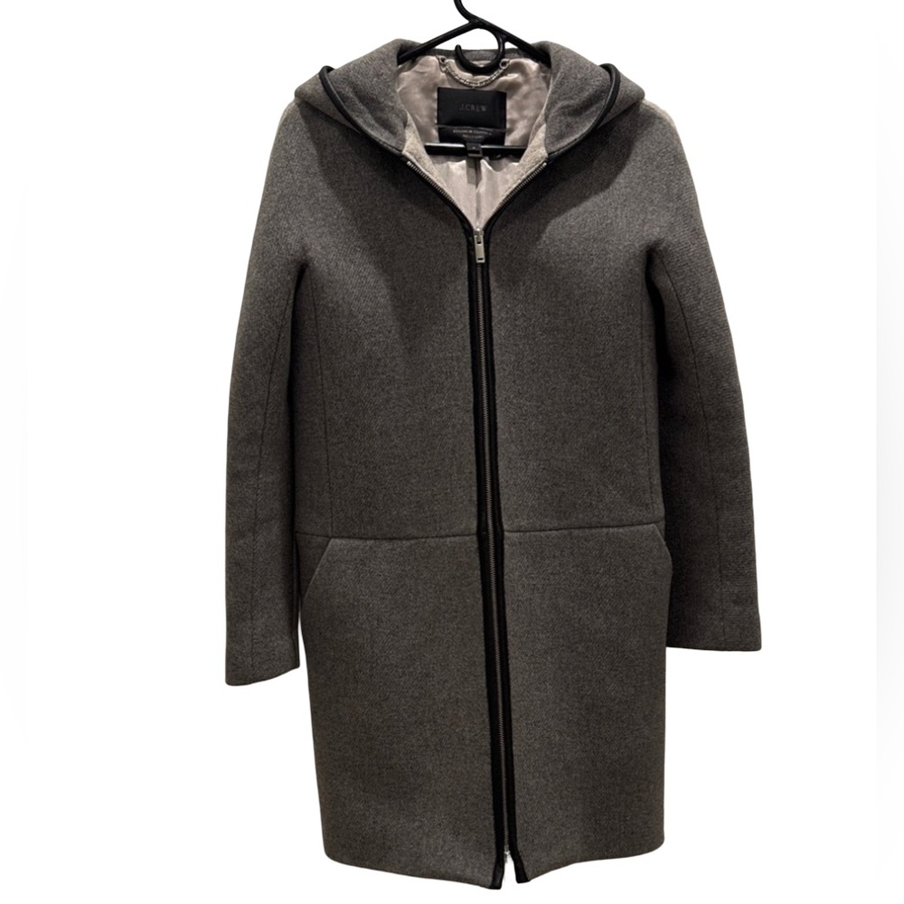 Gray Hooded Zip-Up Coat